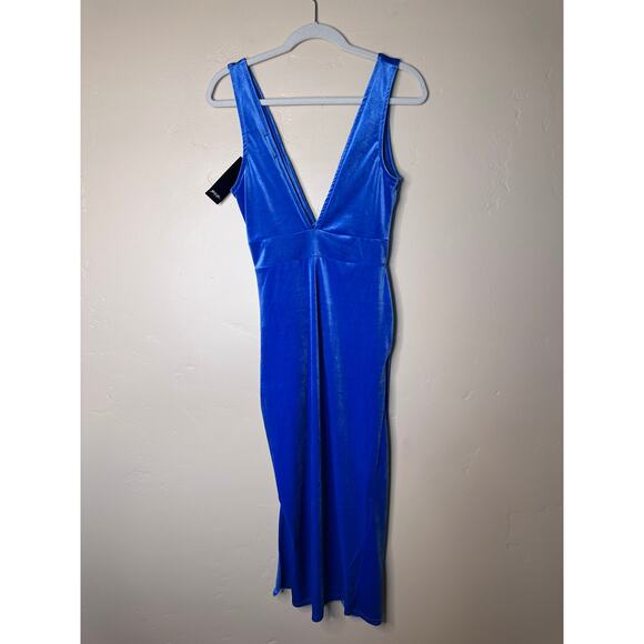 NWT Nasty Gal Plunging Velvet V-Neckline Split Midi Dress size 8 - Picture 8 of 10